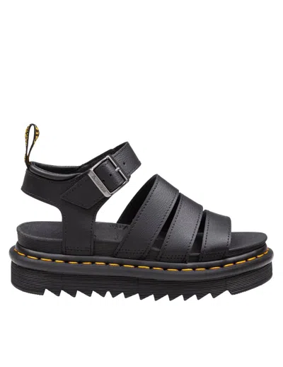 Dr. Martens' Dr. Martens Blair Sandal In Tumbled Leather With A Waxy Finish In Black