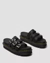 Dr. Martens Blaire 25456001 Sandals Women Black Leather Platform Slide Gal1482 In Black