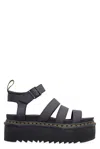 Dr. Martens' Blaire Quad Hydro Open Toe Sandals In Black Hydro Leather