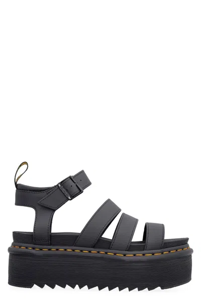 Dr. Martens' Blaire Quad Hydro Open Toe Sandals In Black Hydro Leather