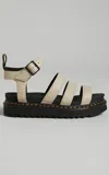 Dr. Martens' Blaire Women's Tan Pisa Leather Platform Sandals Jobb1799 In Neutral