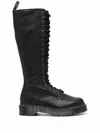 Dr. Martens Tall Black Leather Boots With Lace-up Design In Black