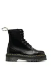 Dr. Martens Smooth Leather Platform Boots With Side Zip Closure In Black