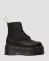 Dr. Martens Smooth Leather Platform Boots With Side Zip Closure In Black