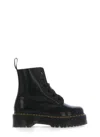Dr. Martens Round Toe Lace-up Molly Boots With Platform Sole In Black