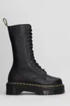 Dr. Martens' 1b99 Quad Combat Boots In Black Leather In Black