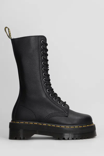 Dr. Martens' 1b99 Quad Combat Boots In Black Leather