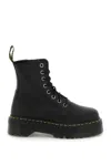 Dr. Martens' Round Toe Boots With Treaded Rubber Sole In Black