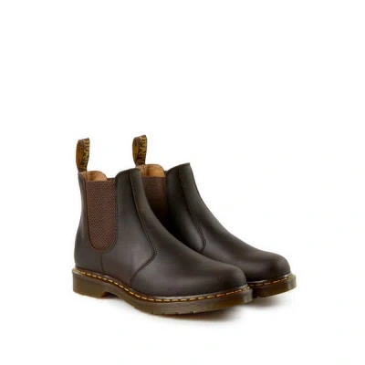 Dr. Martens Bottines À Bout Rond En Cuir Mélangé In Brown