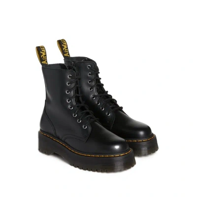 Dr. Martens Sinclair Combat Boot In Black Hammered Leather With A Large Treaded Sole