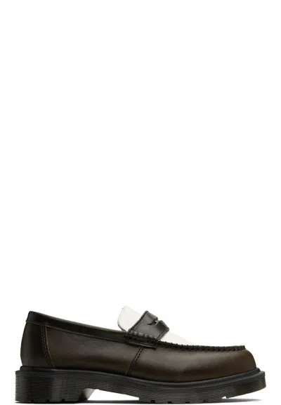 DR. MARTENS' BROWN & WHITE PENTON TWO-TONE LEATHER LOAFERS