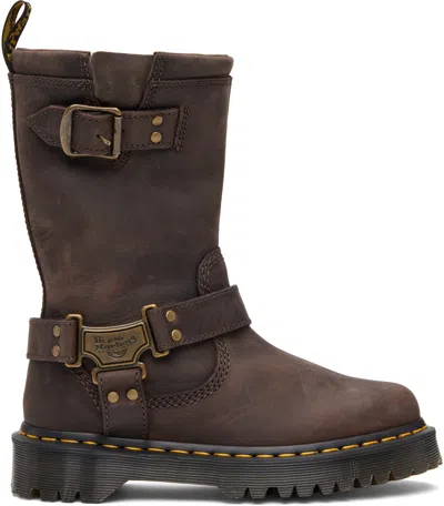 Dr. Martens' Brown Anistone Hi Leather Biker Boots