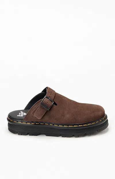 Dr. Martens Brown Bronx Suede Zebzag Slingback Mules
