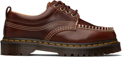 Dr. Martens Brown Lowell Leather Moc Toe Derbys In Orange