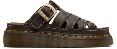 Dr. Martens' Brown Maxxy Slide Sandals In Kelp Brown Ar Rogue