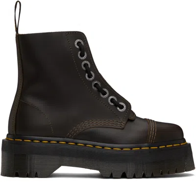 Dr. Martens' Brown Sinclair Leather Platform Boots In Dark Taupe Orleans