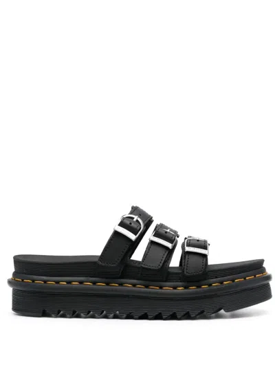 Dr. Martens' Buckle-embellished Platform Sandals In Black