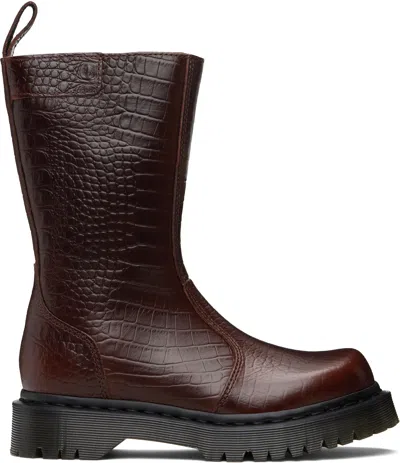 Dr. Martens Burgundy Rejena Boots In Brown