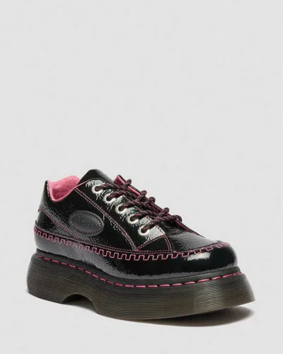 Dr. Martens Buzz 5-eye Distressed Patent Leather Shoes In Black
