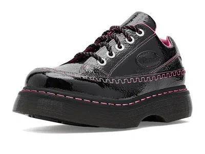 Dr. Martens Buzz 5-eye Distressed Patent Leather Shoes In Black