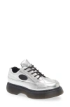 Dr. Martens' Womens Dr. Martens Buzz 5-eye Metallic Leather Shoes In Silver Metallic