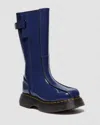 Dr. Martens Buzz Hi Distressed Patent Boots In Blue