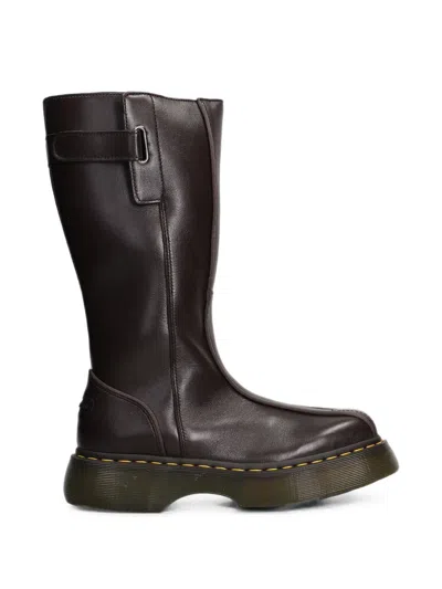 Dr. Martens Buzz Hi Gloss Buckle-detail Knee-high Boots In Brown