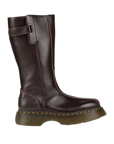 Dr. Martens Buzz Hi Milled Gloss Woman Boot Dark Brown Size 8 Leather