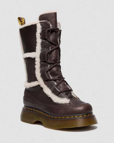Dr. Martens Buzz Lace Up Faux Fur Lined Grizzly Leather Boots In Brown