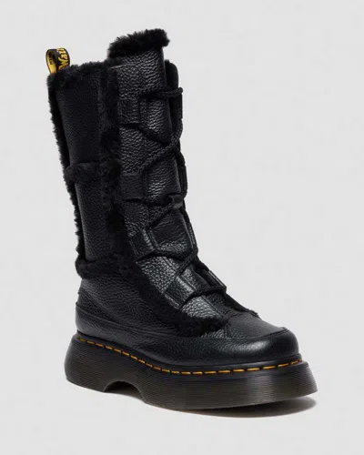 Dr. Martens Buzz Lace Up Faux Fur Lined Milled Nappa Leather Boots In Black