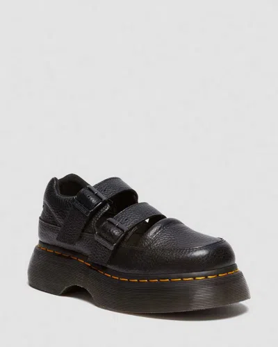 Dr. Martens Black Buzz Milled Nappa Leather Mary Jane Loafers In Black Milled Nappa