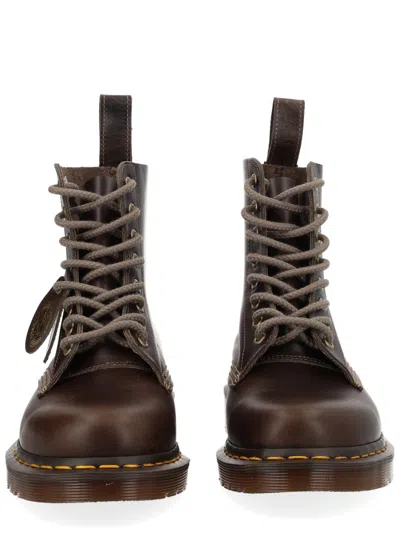 Dr. Martens Calf Leather Boots In Brown