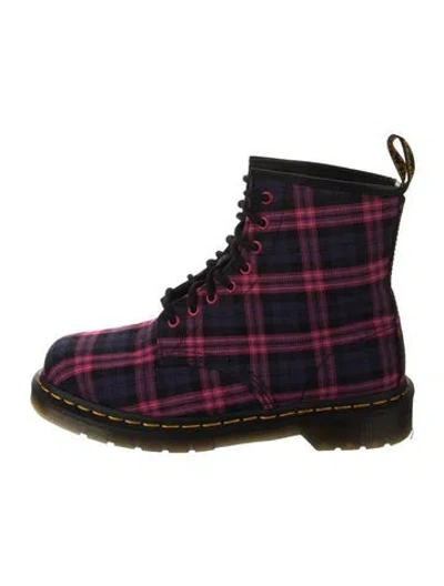 Pre-owned Dr. Martens Canvas Plaid Print Combat Boots In Multi