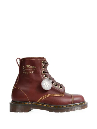 Dr. Martens 1460 Cappers Classic Calf Leather Lace Up Boots Burgundy In Brown