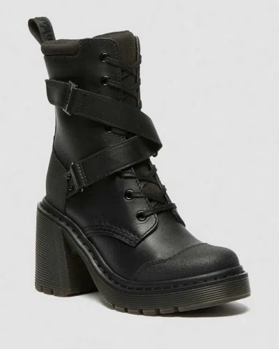 Dr. Martens' Chesney Tech Strap Eight Eye Heeled Boots In Black