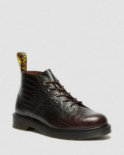 Dr. Martens' Church Crocodile Analine Leather Ankle Boots In Brown
