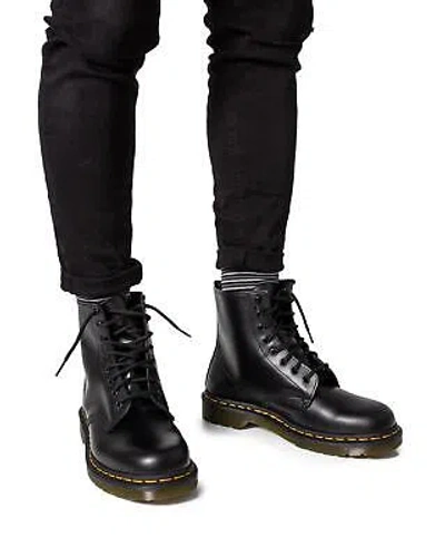 Pre-owned Dr. Martens' Dr. Martens Classic Leather Lace-up Boots - Black -size 45 In Schwarz