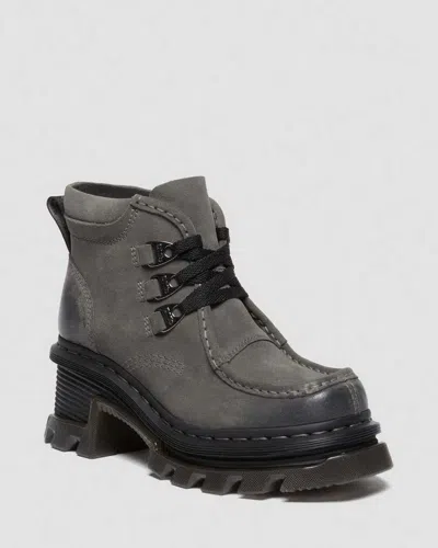 Dr. Martens' Corran 3-eye Suede Heeled Boots In Gray