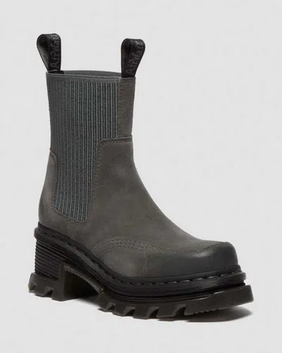 Dr. Martens' Corran Chelsea Waxy Suede Heeled Boots In Gray