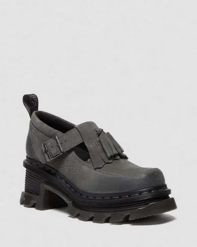 Dr. Martens' Corran Waxy Suede Mary Jane Heeled Shoes In Gray