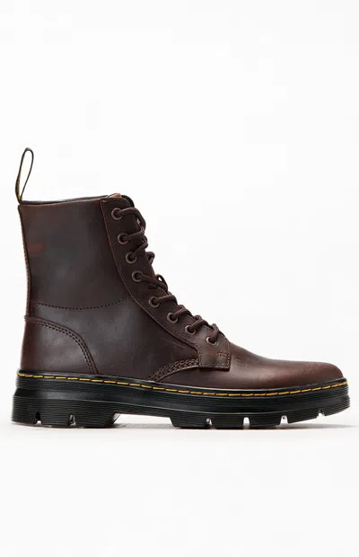 Dr. Martens Crazy Horse Combs Leather Lace Up Boots In Dark Brown In Black