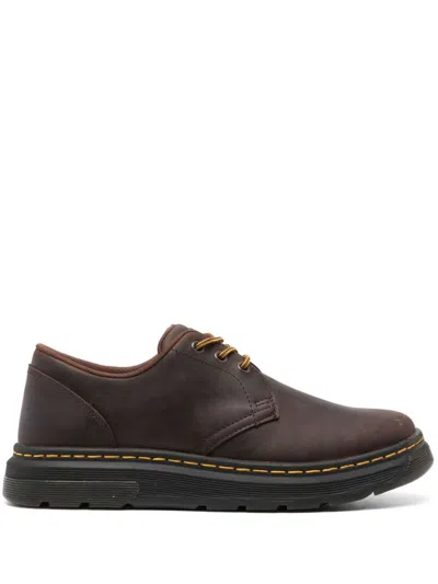 Dr. Martens Black Crewson Lo Leather Shoes Crazy Horse In Marrone