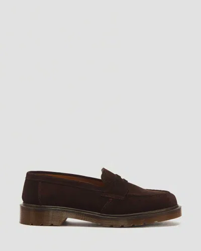 Dr. Martens Delapre Penny Loafer Repello Calf Suede Mb In Brown