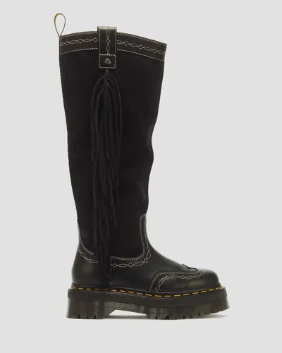 Dr. Martens Desert Rodeo Quad Hi Leather & Suede Boots In Black