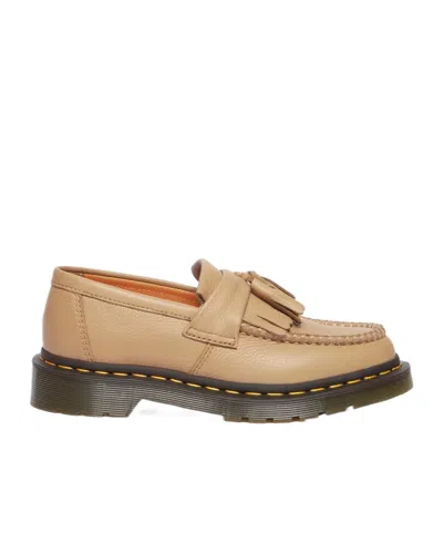 Dr. Martens Beige Leather Flat Women's Shoe In Brown