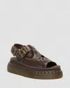Dr. Martens Dunnet Flower Full Grain Leather Sandals In Brown