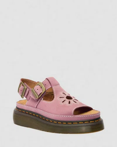 Dr. Martens Dunnet Flower Nubuck Platform Sandals In Pink