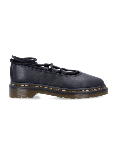 Dr. Martens Elphie Ii Criss-cross Lace Ballerina Flats With Signature Pvc Sole In Blue