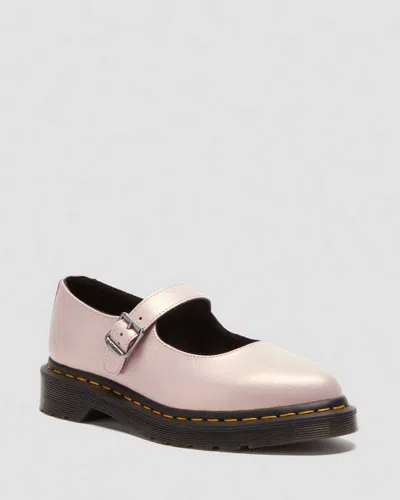 Dr. Martens' Elphie Ii Iridescent Leather Mary Jane Shoes In Pink
