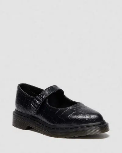 Dr. Martens Elphie Mary Jane Emboss Leather Shoes In Black